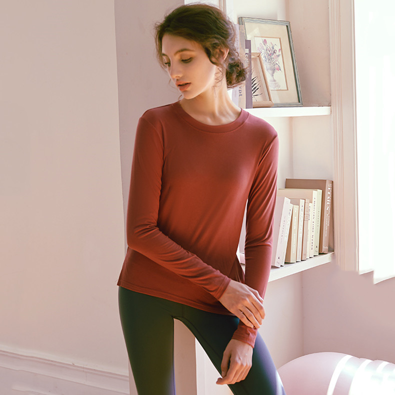 Loose Fit Women's Running Yoga Suit Long Sleeve Quick Drying Gym Training Net Red Bamboo Sports T-shirt Manufacturer