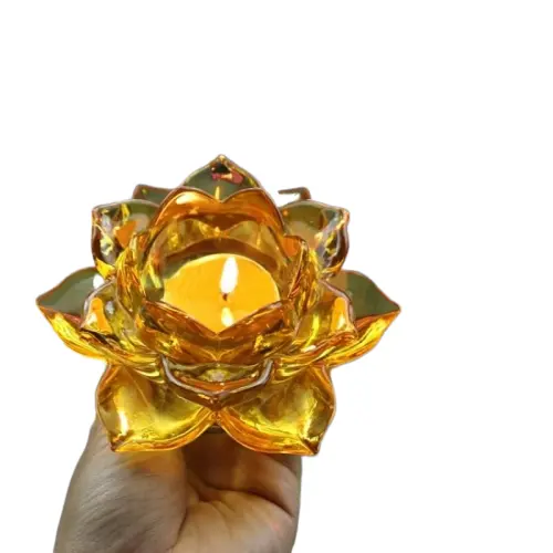 Wholesale cheap price candle holders glass crystal lotus flower glass church candle holder cup