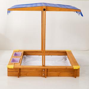 Bac à sable en bois pour enfants avec auvent, bacs de rangement et bâche de sol intégrée. Parfait pour jouer dans le jardin. - Product Image 4