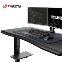 Bureau debout électrique ergonomique Henvo contemporain avec préréglages de mémoire, ports USB, hauteur réglable, pour bureau commercial autonome