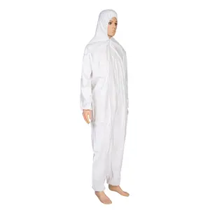 Type 5 And Type 6 Sms Protective Waterproof Disposable Coverall With Hood