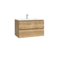 Professioneller Wiener Natur-Eichenholz / Natur-Eiche 100 Moderner Design-Stil Badezimmerschrank 2 Schubladen + Keramik-Waschbecken