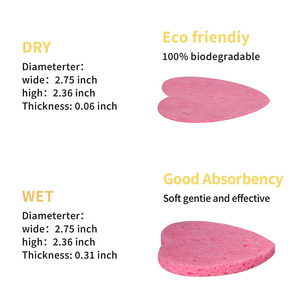 พัฟทำความสะอาดผิวหน้ารูปหัวใจสีชมพู ทำจากเยื่อไม้ ขยายตัวเมื่อเปียก 50 ชิ้นต่อชุด เป็นมิตรกับผิว - Product Image 3