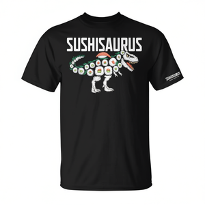 T-shirt Sushisaurus Dinosaur T-Rex Sushi Roll, design de nourriture japonaise - Product Image 2