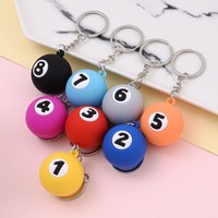 Llavero de PVC con bola de billar de simulación al por mayor, mini llavero de bola para llaveros elegantes, colgante para mochila, regalo