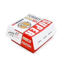 Boîte à hamburger personnalisée en gros, conteneur jetable en papier pour emporter les hamburgers pour les restaurants de restauration rapide