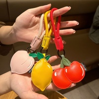 Gantungan Kunci Buah Kreatif Lucu Persik Lemon Ceri Kulit PU Liontin Kartun Tas Mobil Berkualitas Tinggi Tahan Lama Ramah Lingkungan Promosi