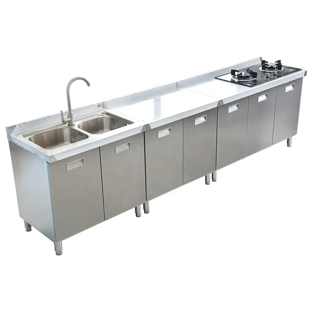 Mobili da cucina moderni commerciali lavelli da cucina in acciaio inossidabile armadio personalizzato