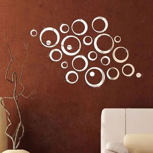 24 pegatinas de pared 3D con diseño de círculos de espejo para decoración de TV, dormitorio, puerta, congelador, pegatinas removibles de acrílico, decoración de pared. - Product Image 4