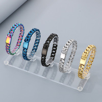 Ensemble de bijoux pour homme en acier inoxydable poli 12 mm, style hip-hop minimaliste, comprenant un collier à maillons cubains et un bracelet moulé unique, vente en gros
