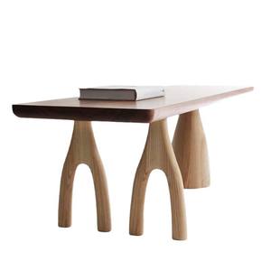 Table à manger rectangulaire en bois massif, faite à la main, couleur noyer naturel, pour salle à manger - Product Image 5