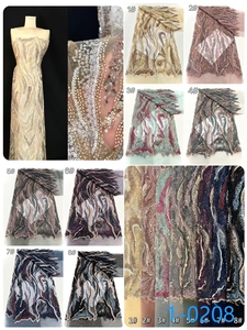 Bán Buôn Thiết Kế Mới Đính Cườm Vải Sang Trọng Thêu Đính Cườm Ren Vải Giá Rẻ Hơn Châu Phi Sequin Hạt Ren Vải Cho Ăn Mặc - Product Image 6