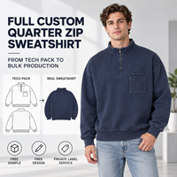 Sweat-shirt personnalisé à col montant pour homme, style vintage délavé, broderie logo personnalisé pour le golf et les tenues décontractées