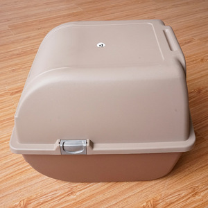 <b>Cat</b> Litter <b>Box</b> Enclosed Large Size Anti Splash Coffee Color Off White PP Material Rectangle Shape 55x45x46 - Product Image 3