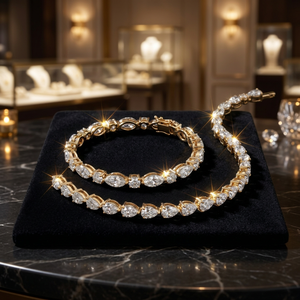 Pulsera de Diamantes de Corte Redondo y Marquise en Oro Amarillo para Hombre, Certificada por IGI, Joyería de Aniversario y Boda de Lujo - Product Image 4