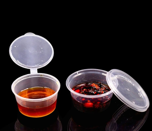 Gobelets à sauce jetables en plastique PP de 1 oz, 1,5 oz, 2 oz, 2,5 oz, 3 oz, 3,5 oz, 4 oz, 5 oz, résistants aux fuites, avec couvercles - Product Image 1