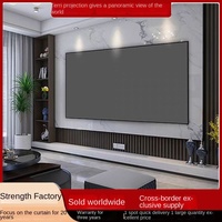 Écran de projection anti-lumière 100-200 pouces, cadre fixe 1 cm, écran de projection 16:9 anti-lumière, cristal noir souple en PVC, montage mural