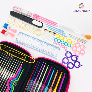 डिय 100 पीसी एल्यूमीनियम बुनाई सुई उपकरण सेट क्रोकेट हुक किट फैक्टरी बिक्री यार्न गेज कैंची सिलाई बैग के साथ - Product Image 3