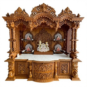 Nuevo Templo de Madera de Teca Natural con Acabado de Alto Brillo, Templo de Madera de Teca para Decoración del Hogar, Hermoso Templo Hindú Hecho a Mano para Pooja Ghar - Product Image 6