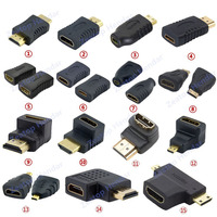 Adaptor HDMI Mini mikro HDMI Pria Wanita, konektor sudut kanan 90 270 derajat HDMI 1 ke 2 Adaptor
