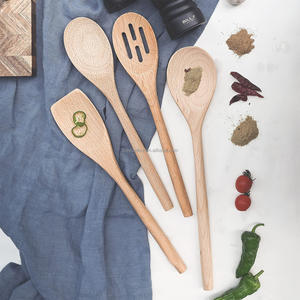 Beech Wood <b>Spoons</b> Utensil 4-Piece <b>Set</b> Beechwood Kitchen Utensil Long Handle <b>Wooden</b> <b>Spoons</b> for Cookin <b>Wooden</b> Cooking Utensils <b>Set</b> - Product Image 2