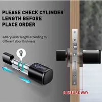 Cylindre de serrure intelligent en alliage d'aluminium, sans perçage, réglable, à batterie, modèle V1, avec mot de passe et application Tuya TTLock
