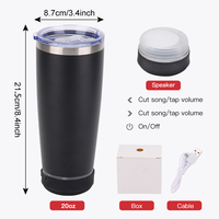 Mug de voyage isotherme en acier inoxydable à double paroi personnalisé de 20 oz avec logo, haut-parleur sans fil LED intégré