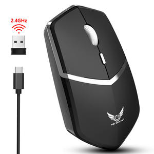 Souris sans fil Zerodate 2,4 GHz rechargeable Type-C pour ordinateur portable professionnel avec récepteur USB, version à piles noire - Product Image 1