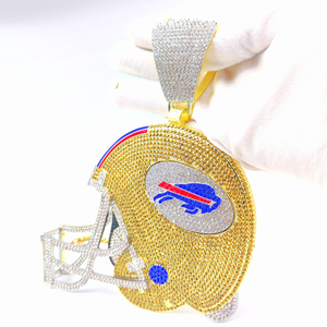 Pendentif de casque Buffalo Bill en alliage tendance et très vendu, bijoux de sport hip-hop pour hommes, serti de diamants - Product Image 5