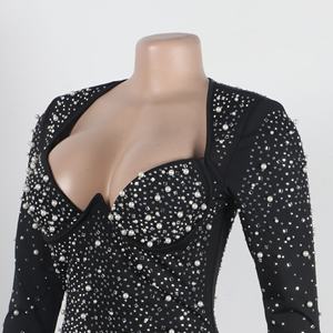 2024 alla moda Sexy Sexy scollo a V vestito da donna con spalline sottili per vedere attraverso il vestito elegante a maniche lunghe - Product Image 6