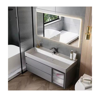 Contreplaqué évier miroir salle de bain armoire vanité meubles lavabo armoire lumière intelligente miroir table de lavage
