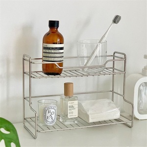 Stainless Steel Standing Type Double-Layer <b>Kitchen</b> <b>Storage</b> <b>Rack</b> Waterproof Towel Holder Modern Design for Bathroom Desktop Use - Product Image 5