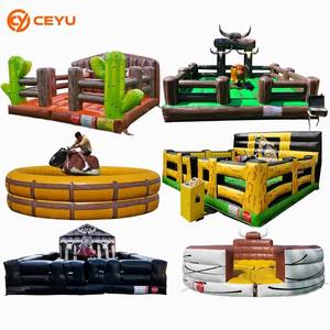 Cercle de rodéo gonflable commercial Ceyu à 6 poteaux, avec matelas de protection, pour fêtes et divertissements adultes, prix usine, et toile de fond en forme d'arche et de cornes - Product Image 2