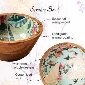 ชามไม้พรีเมี่ยมพร้อมฐานไม้อุปกรณ์เครื่องครัวทำมือมีสไตล์สำหรับใช้ในบ้านและโรงแรม - Product Image 2