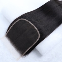 Cierre de Encaje HD 4x4 Negro Natural Liso, Cabello Humano 100%, Cierre de Cabello Suave y Liso