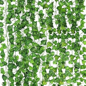 Décoration murale <span class=keywords><strong>de</strong></span> mariage à domicile, guirlande <span class=keywords><strong>de</strong></span> verdure artificielle, plantes en feuilles <span class=keywords><strong>de</strong></span> <span class=keywords><strong>lierre</strong></span> en plastique, plantes grimpantes suspendues avec des feuilles <span class=keywords><strong>de</strong></span> mariage pour la décoration - Product Image 1