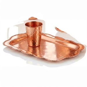 Verre à cocktail martelé en laiton avec plateau – Ensemble de verrerie gravée pour la maison, l'hôtel, la salle de banquet, la salle à manger – Idéal pour jus et thé - Product Image 1