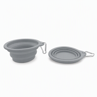 Yunuoxi Bol d'eau pliable pour animaux gris froid 14cm 13cm, gamelle pliable en silicone pour chien 1.5cm plate 70g, vente en gros usine