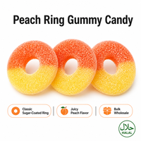 Perzikringen Gummy Candy Groothandel, Suikercoating Tweekleurige Zachte Jelly Snoepjes, HALAL OEM Snoep voor Detailhandel &amp;   Automaten