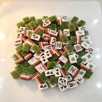 Tuiles de Mahjong américaines en acrylique à motif animalier naturel et tapis de Mahjong en tissu assorti