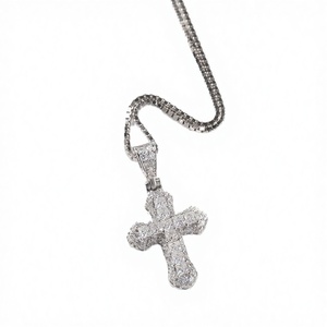 Bijoux fins de luxe pour femmes de haute qualité, plaqué or, argent sterling 925, mini pendentifs croix hip-hop, sertis de zircon - Product Image 2
