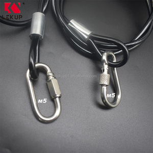 สายเคเบิลนิรภัยขนาด 4 ฟุต พร้อมเคลือบไวนิลใส สายเคเบิลเหล็กพร้อมห่วง สายสลิงลวดเหล็กชุบสังกะสี ขนาด 5 มม. สายรัดแบบถัก - Product Image 5