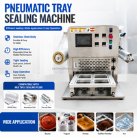 Voedseltray-sealmachine, pneumatische warmte-sealer, roestvrij staal, touchscreen, voor afhaalmaaltijden, lunchboxen en verpakkingen van kant-en-klare maaltijden