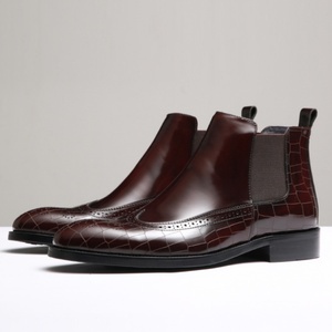 Bottes d'hiver en cuir véritable imperméables à bout en acier, style classique, polyvalentes, décontractées, hautes, pour le travail en extérieur, pour hommes - Product Image 2