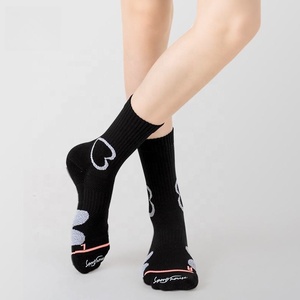 Custom Women's Compression Socks – Heart Seamless Technique Crew <b>Cushion</b> Athletic Sport Socks – Combed Cotton Colorful Spring - Product Image 3