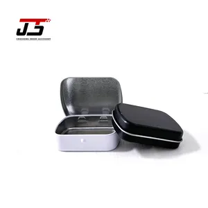 Beliebteste langlebige tragbare leere mini-behälter tragbar seife minte keks tabak schwarz silber metall-blechdose mit gehängtem deckel