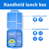 Aohea Conteneurs de stockage Bento Lunch Box 4 Compartiment Large Lunch Box pour enfants Tritan Material LUNCH BOX KIDS