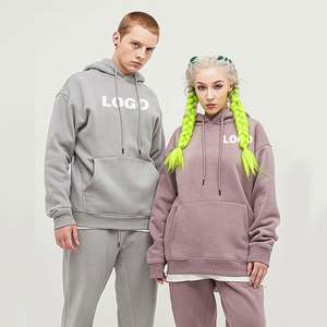 Yingling 330gsm polaire plaine surdimensionné pull sweats goutte épaule épais hommes épais coton sweats à capuche - Product Image 6