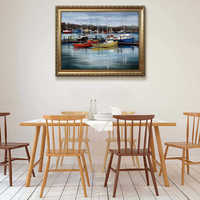 Peinture à l'huile abstraite moderne peinte à la main sur toile, motif bateaux et paysage marin, pour salon (vente en gros)