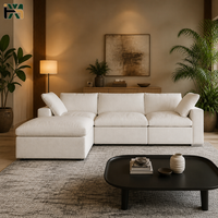 Komprimiertes Leinen-Modulsofa in L-Form mit Chaiselongue für Wohnzimmer, Apartment, Hotel, Großhandel, Direkt ab Werk